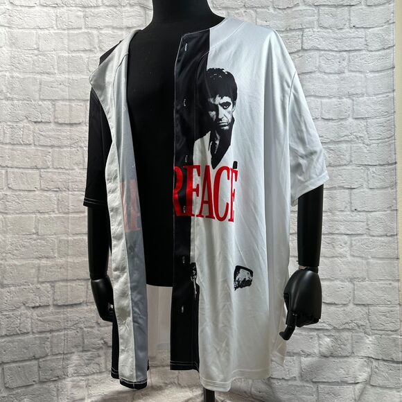 Scarface Movie ButtonUp Jersey Mens 4X The World Is Yours Tony Montana Al Pacino - Picture 3 of 7
